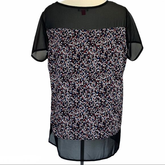 Vince Camuto 'Mosaic Flutter' Mixed Media Top Sz1X - Picture 8 of 11